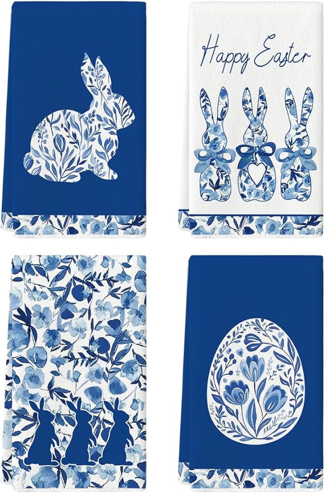 Artoid Mode Blue Rabbits Bunny Bow Easter Kitchen Towels Dish Towels, 18x26 Inch Celadon Spring F... | Amazon (US)