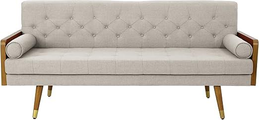 Christopher Knight Home Aidan Mid Century Modern Tufted Fabric Sofa, Beige | Amazon (US)