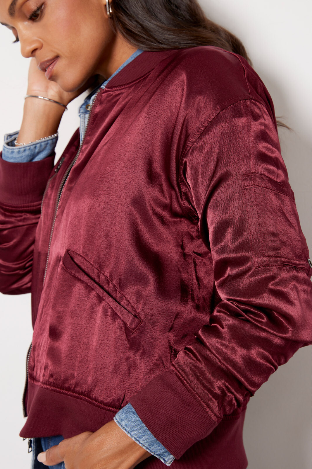 Gemma Satin Bomber | Evereve