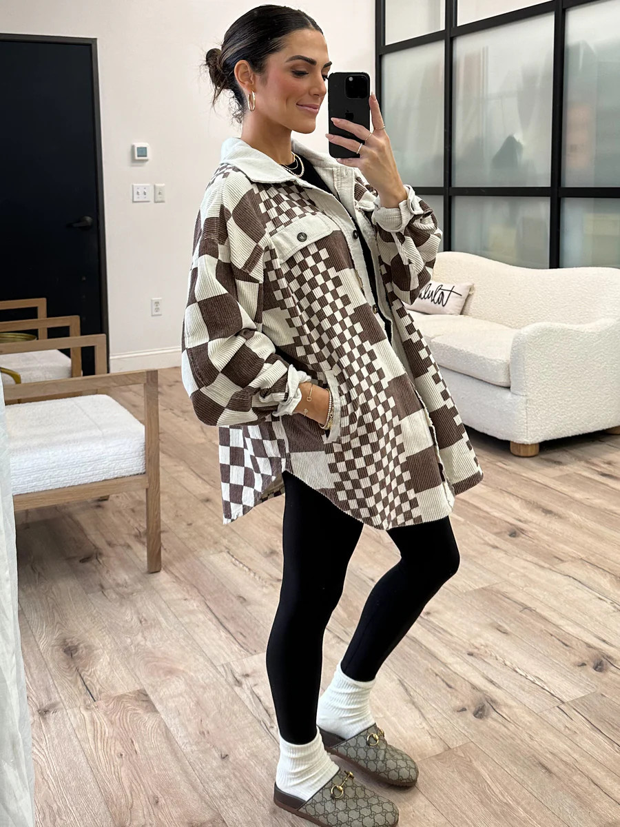 Java Check Corduroy Shacket | Mocha | +Plus Available | Talulah