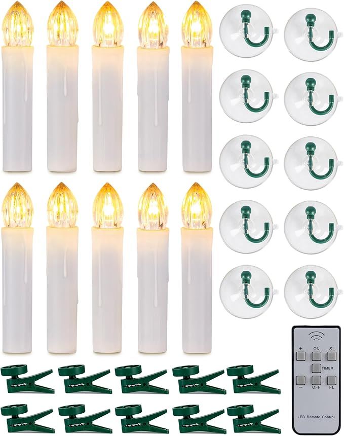 Homemory 10 Pcs Clip On Candle Lights for Christmas Tree with Remote and Timer, Flickering Led Wi... | Amazon (US)
