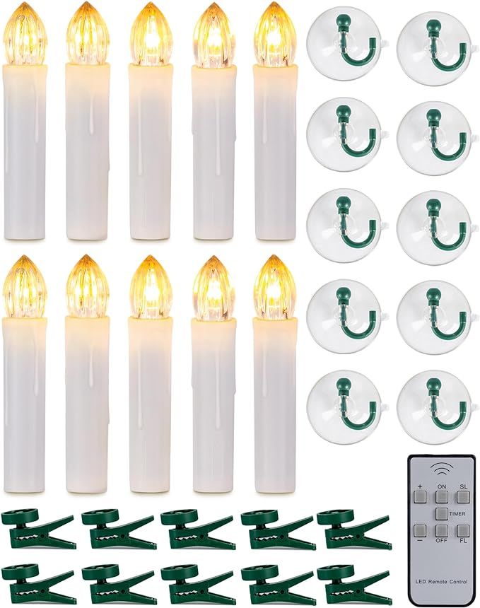 Homemory 10 Pcs Clip On Candle Lights for Christmas Tree with Remote and Timer, Flickering Led Wi... | Amazon (US)