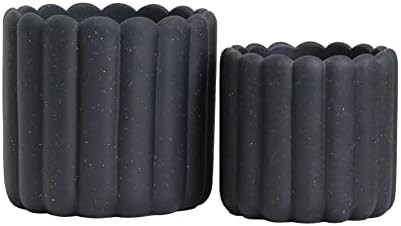 Vertical Striped Plant Pots - Charcoal Speckled Black Planters - 6.5" and 5.3" Diameter Flower Po... | Amazon (US)