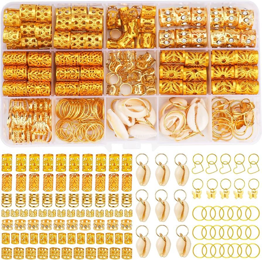 202 Pcs Hair Jewelry for Women Braids, Locs Jewelry Dreadlocks Beads Hair Braid Rings Hair Cuffs ... | Amazon (US)