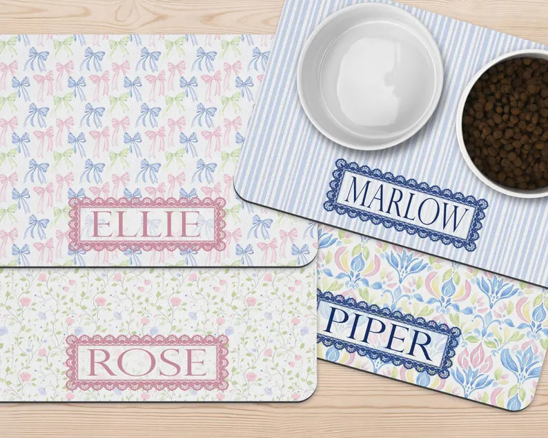 Custom Grandmillenial Personalized Dog Food Mat Placemat with Name Rubber Non-Slip | Etsy (Global)