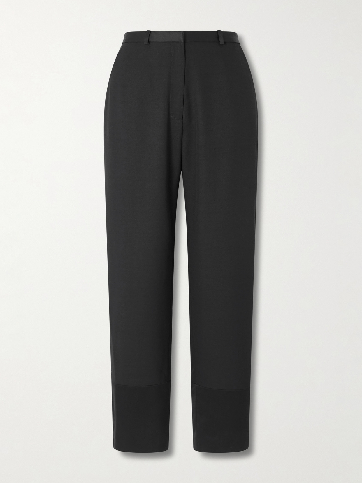 Loulou de Saison - Mahoney Satin-trimmed Crepe Straight-leg Pants - Black | NET-A-PORTER (US)