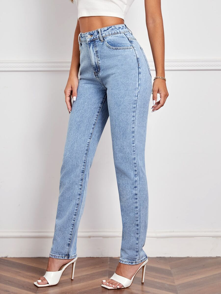 SHEIN Tall Washed Straight Leg Jeans | SHEIN