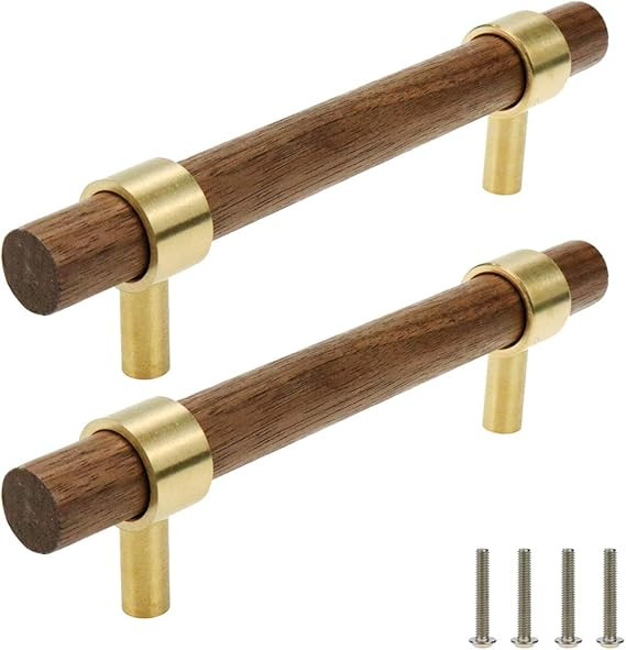 HONJIE Drawer 5.51"/140mm Pulls Brass Walnut Kitchen Wardrobe Cabinet Hardware Pull Handle Adjust... | Amazon (US)