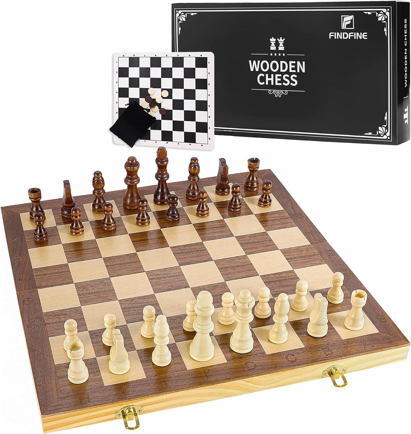 Amazon.com: FINDFINE 15'' Magnetic Wooden Chess Set, Hand-Made Portable Travel Puzzle Chess Set w... | Amazon (US)