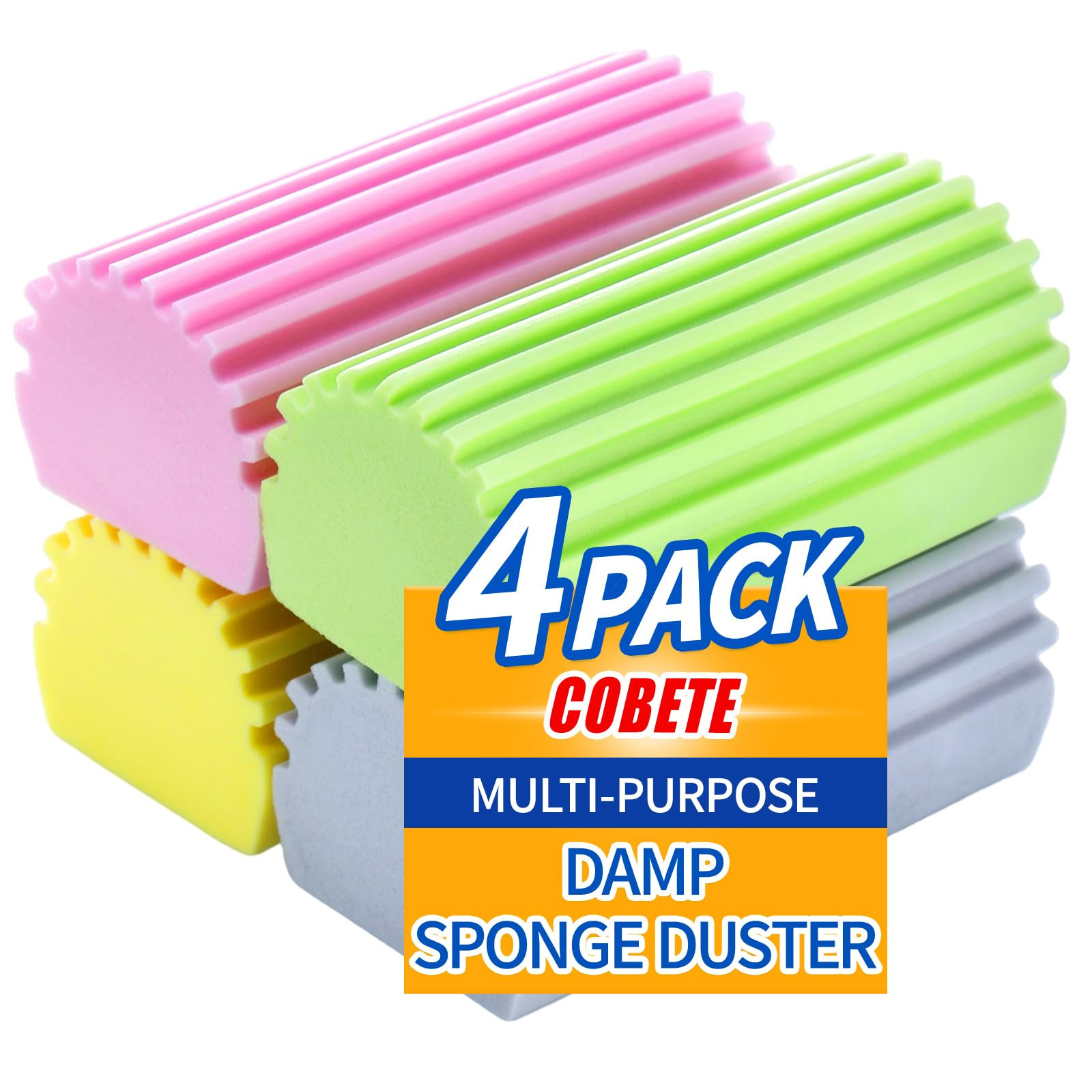 COBETE Damp Clean Duster Sponge,4pack Magic Sponge Eraser,Reusable Damp Dusting Sponge Household ... | Amazon (US)