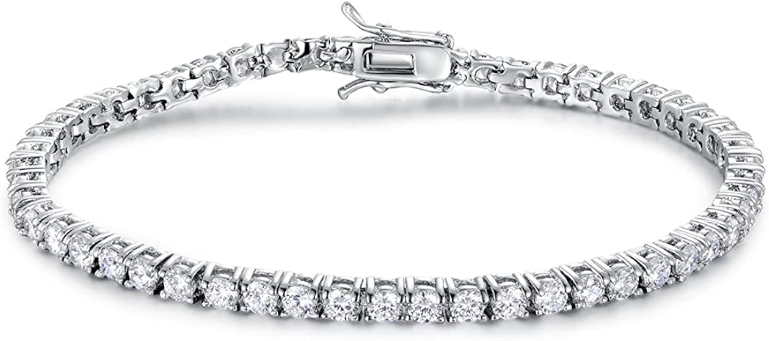 GMESME 18K White Gold Plated 3.0mm Cubic Zirconia Classic Tennis Bracelet 6/6.5/7/7.5/8/8.5/9 Inch | Amazon (US)