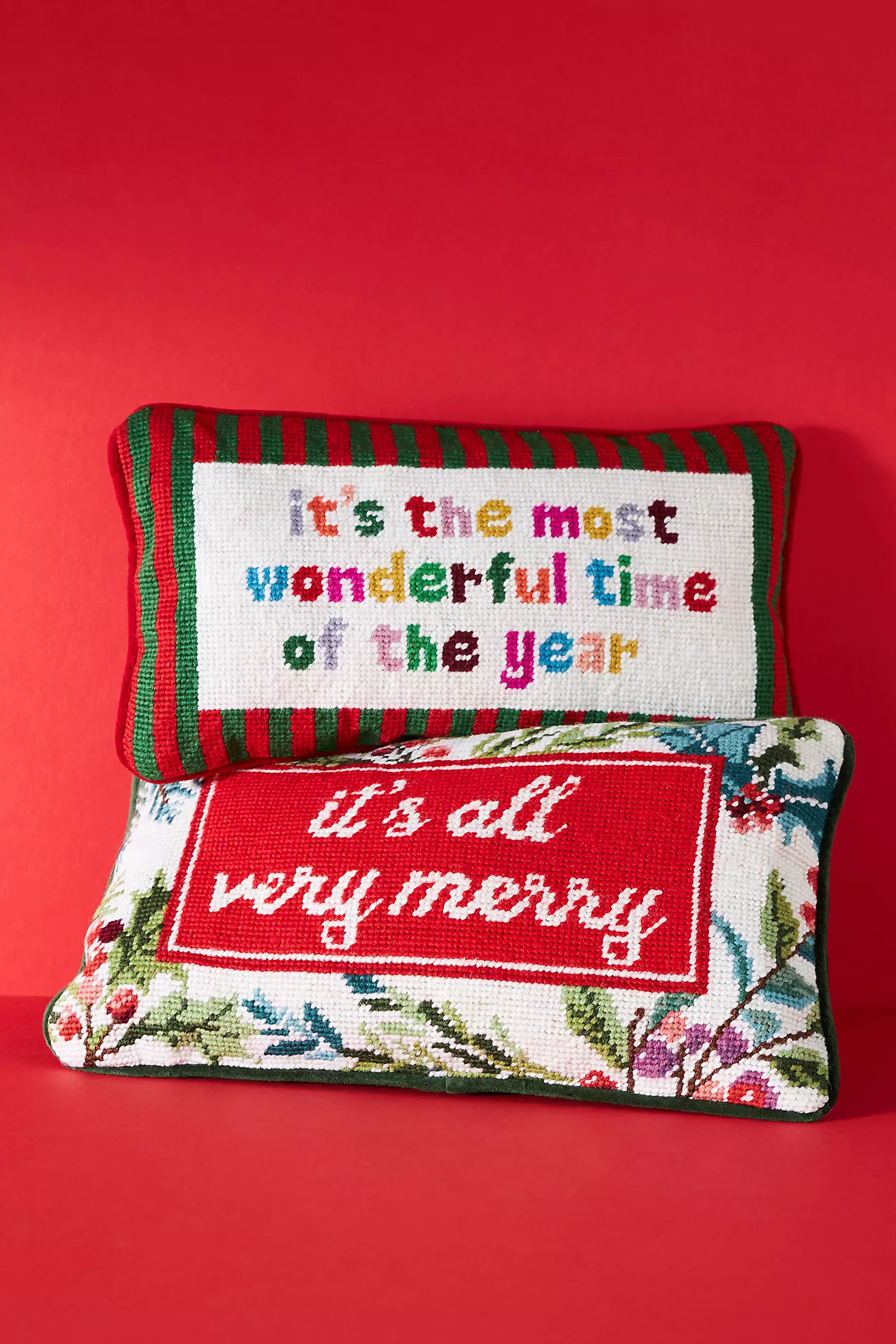 Furbish Studio Holiday Needlepoint Pillow | Anthropologie (US)