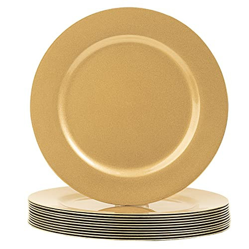 MAONAME Gold Charger Plates, Set of 12, 13-Inch Round Plastic Plate Chargers for Dinner Plate, Table Setting, Elegant Wedding Decor | Amazon (US)