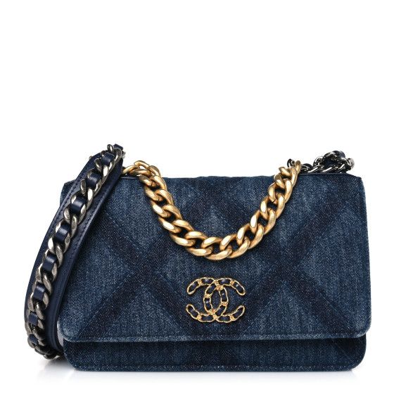 Denim Quilted Chanel 19 Wallet On Chain WOC Blue | FASHIONPHILE (US)