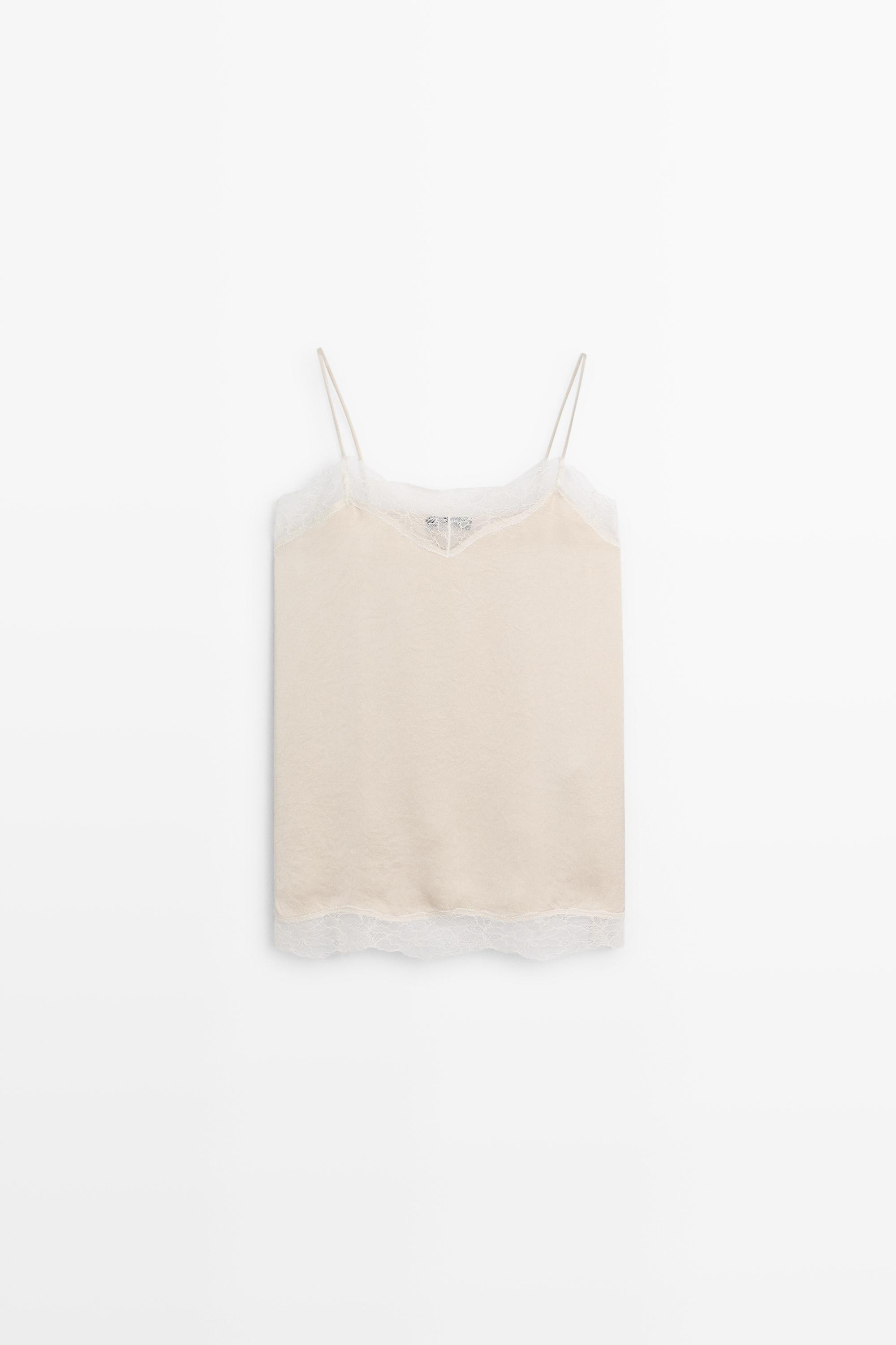 Strappy top with lace detail | Massimo Dutti US