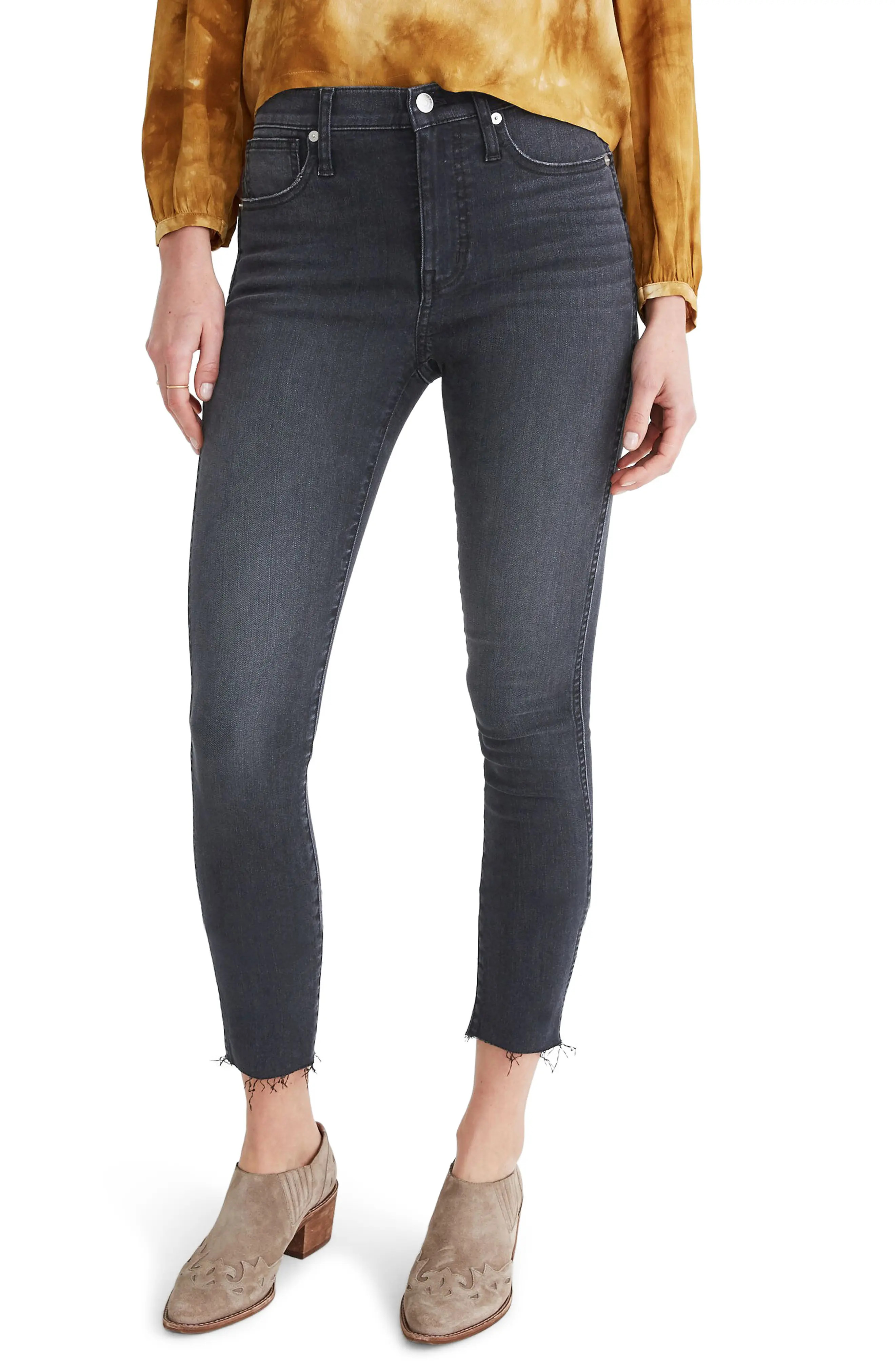 Women's Madewell 10-Inch High Waist Crop Skinny Jeans, Size 31 - Grey | Nordstrom