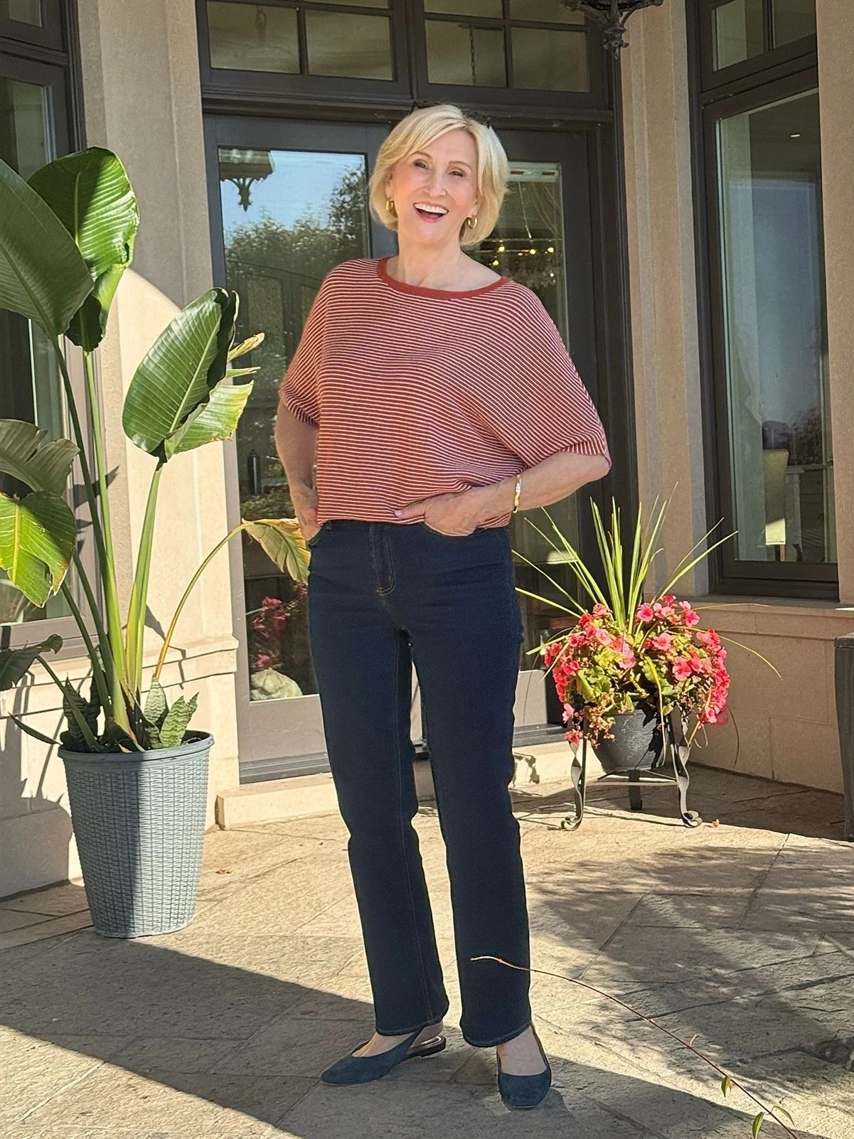 I’m always a sucker for a good red-and-denim combination ❤️

This red striped drop-shoulder top with dark wash jeans feels like one of those easy outfits you can throw on and instantly feel pulled together. I love the relaxed fit of the top paired with the more polished look of dark denim, and the suede ballet flats add that feminine finishing touch.

It’s comfortable enough for a busy day but still feels like I made an effort — and honestly, those are my favorite kinds of outfits!

#LTKSeasonal #LTKOver40 #LTKootd