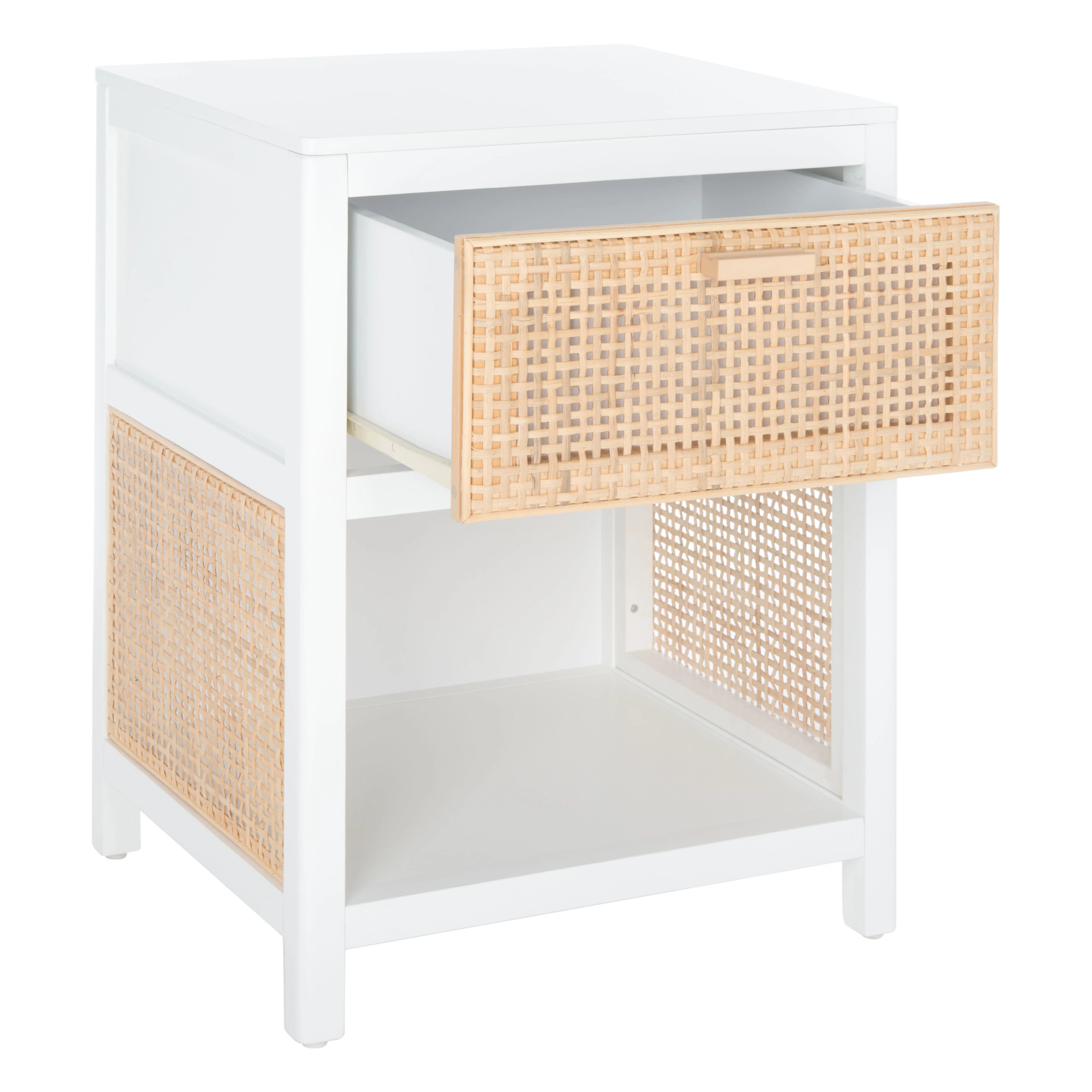 SAFAVIEH Miya Rustic Coastal 1 Drawer Nightstand, White/Natural | Walmart (US)