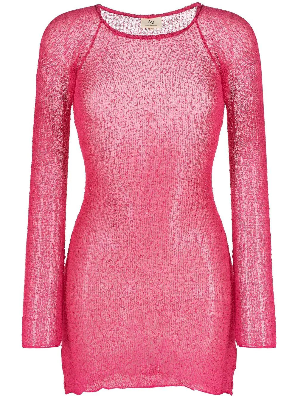 Ambra Maddalena Andy sheer knitted mini dress - Pink | Farfetch Global