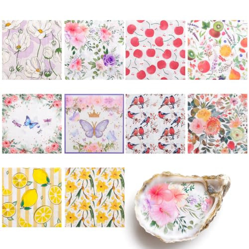 30 Pack Decoupage Napkins, 10 Styles Assorted Floral Fruit Paper Napkins | Amazon (US)