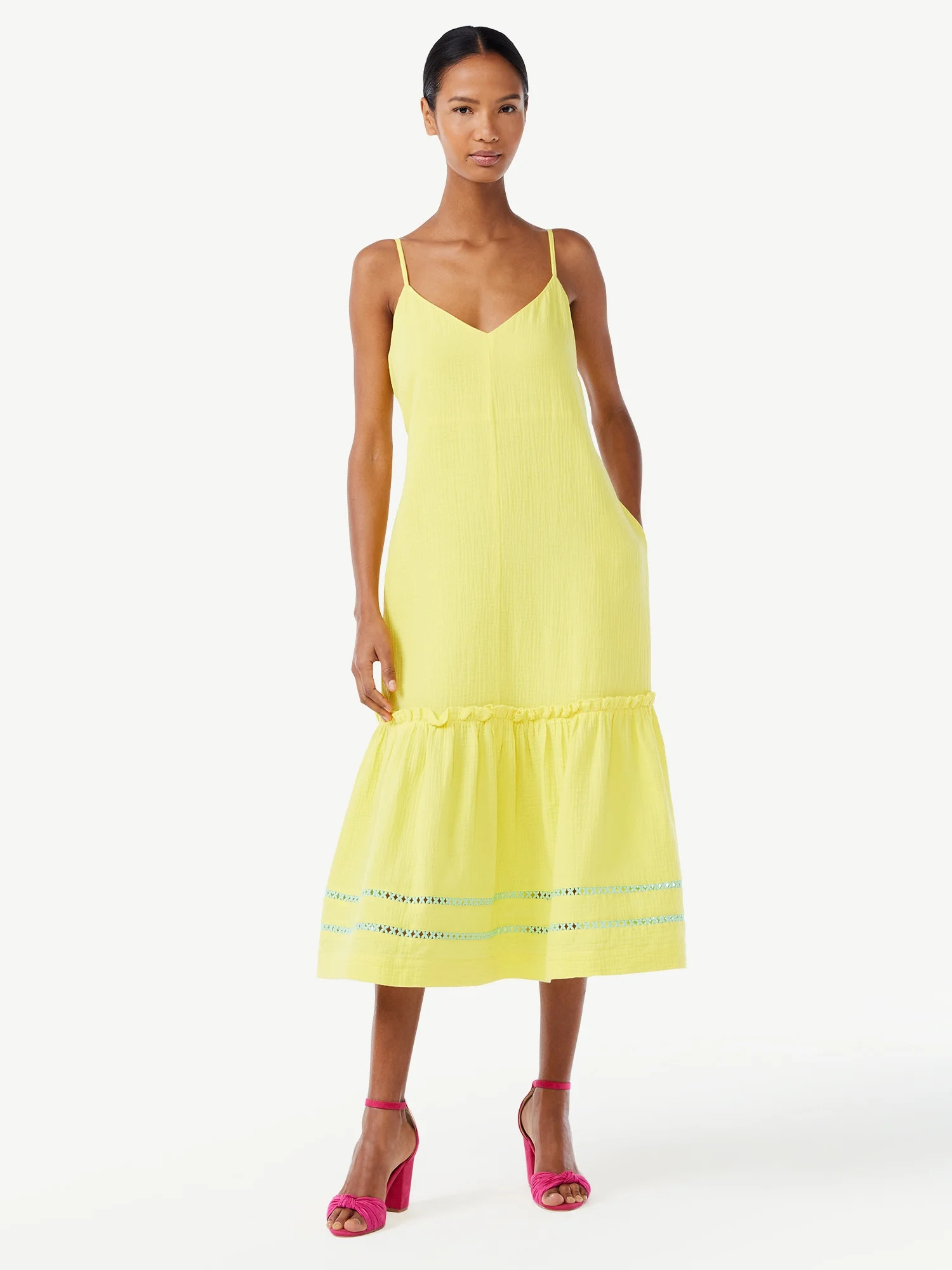 Scoop Women's Bow Back Midi Dress - Walmart.com | Walmart (US)