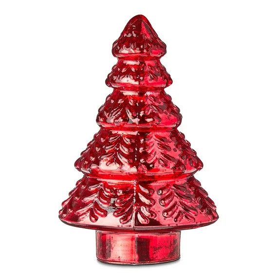 Glass Christmas Tree Tabletop Decoration, Red, 7", by Holiday Time | Walmart (US)