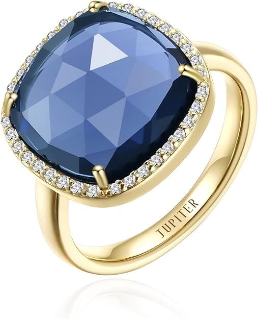 Jupiter Natural Gemstone Women's Ring - 14k Gold/Rhodium Plated Genuine Gemstone Women Ring, 0.47... | Amazon (US)