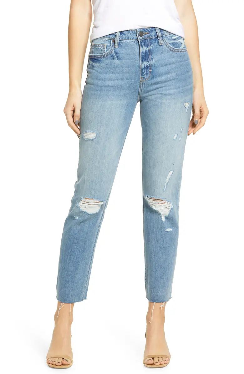 Distressed High Waist Ankle Straight Leg Jeans | Nordstrom