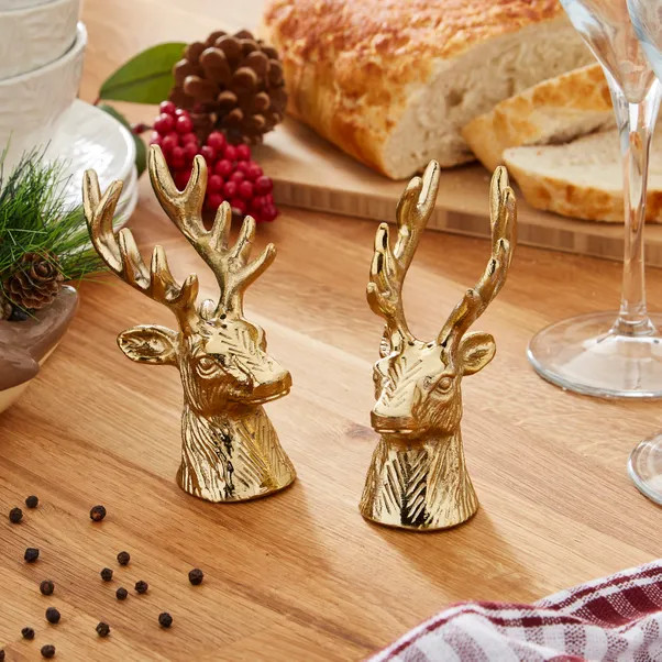 Gold Stag Aluminium Salt and Pepper Shakers | Dunelm