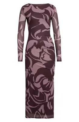 Ever New Alannah Floral Long Sleeve Mesh Midi Dress in Barkley Floral at Nordstrom, Size 2 | Nordstrom