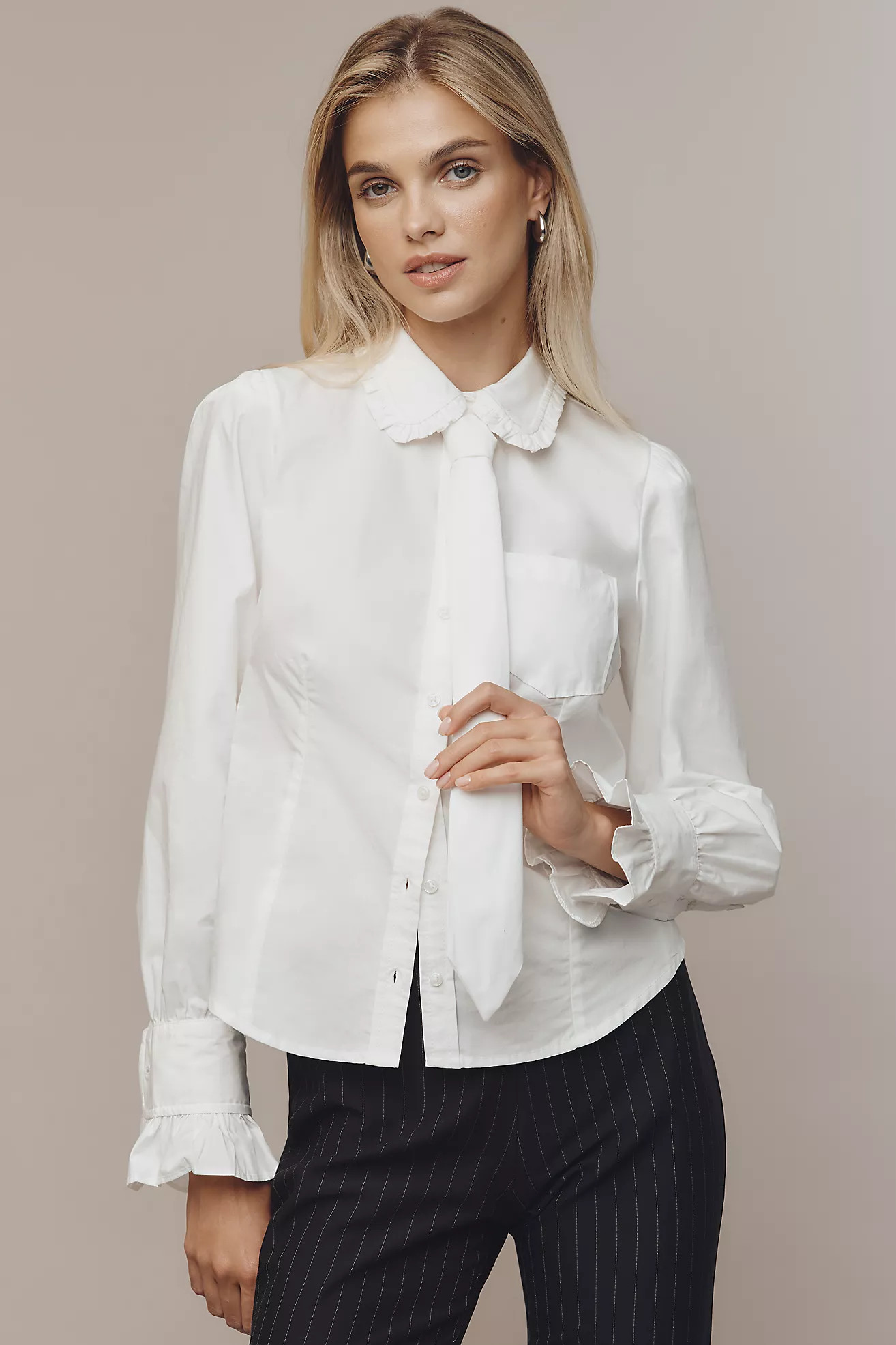 Maeve Necktie Oxford Buttondown Shirt | Anthropologie (US)