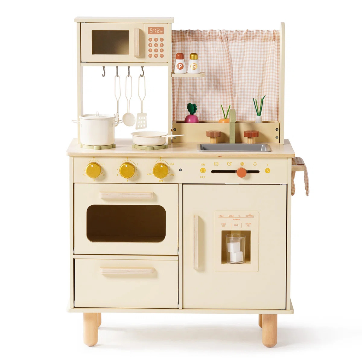Wooden Kitchen Playset for Kids, Pretend Play Kitchen with Microwave, Sink, Oven, Chalkboard & Pl... | Wayfair North America