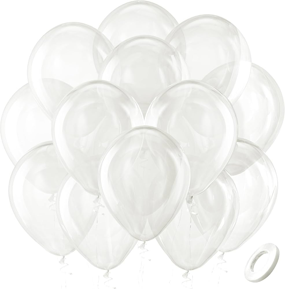 Bezente Clear Balloons Latex Party Balloons - 100 Pack 12 inch Round Helium Transparent Balloons ... | Amazon (US)