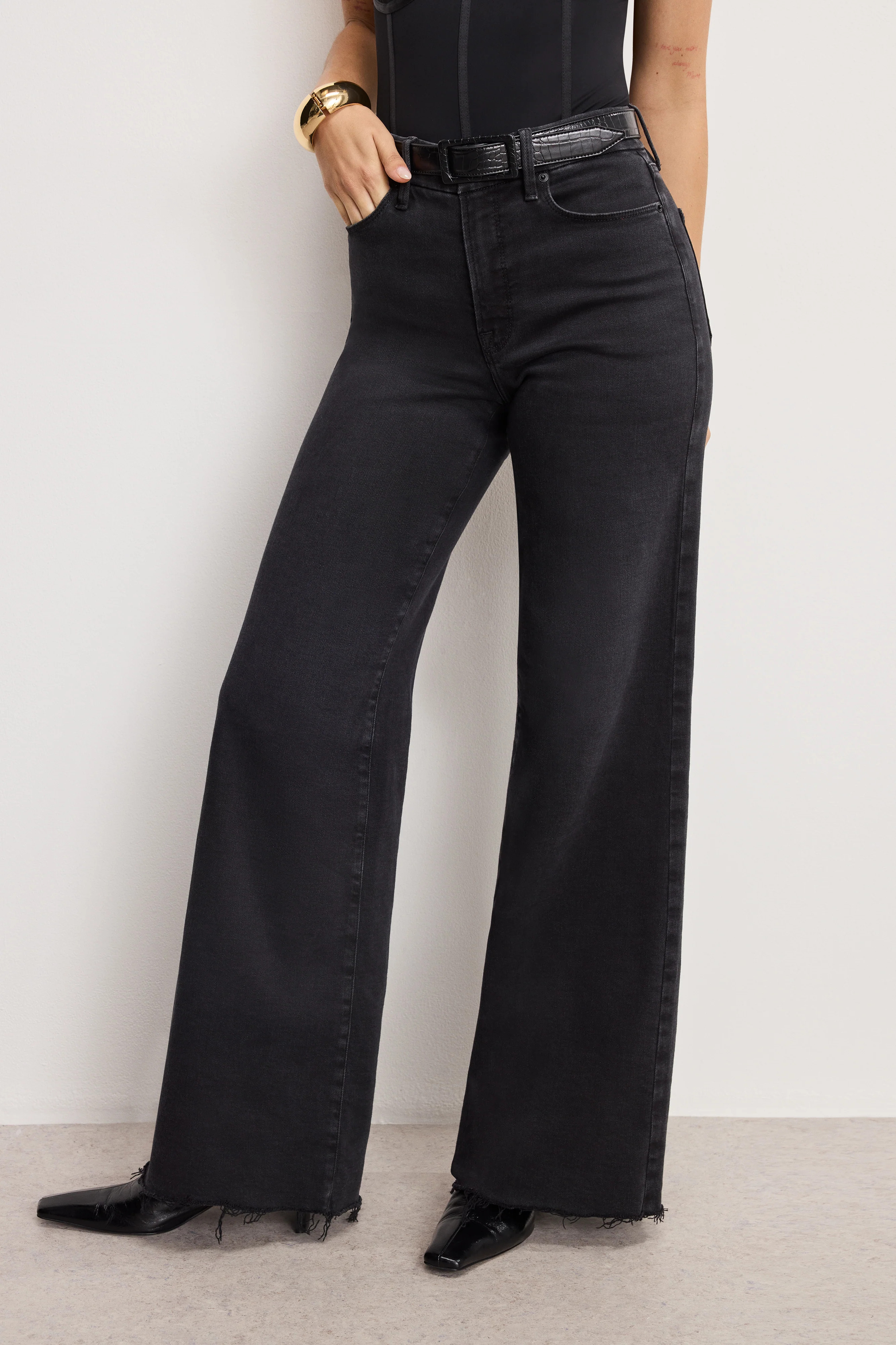 SOFT TECH GOOD WAIST PALAZZO JEANS | BLACK391 - GOOD AMERICAN | Good American
