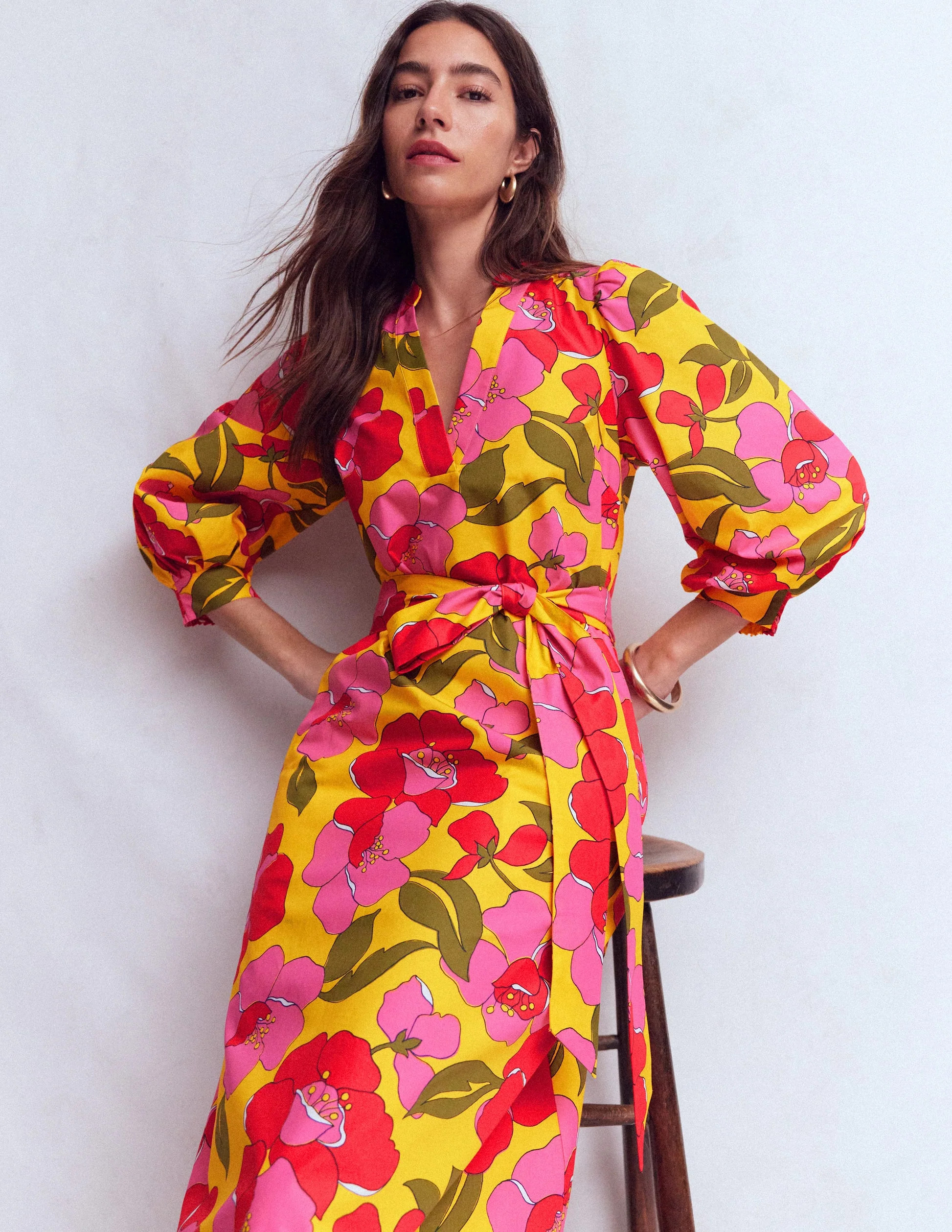 Octavia Cotton Dress-Yellow Radiant Bloom | Boden (US)