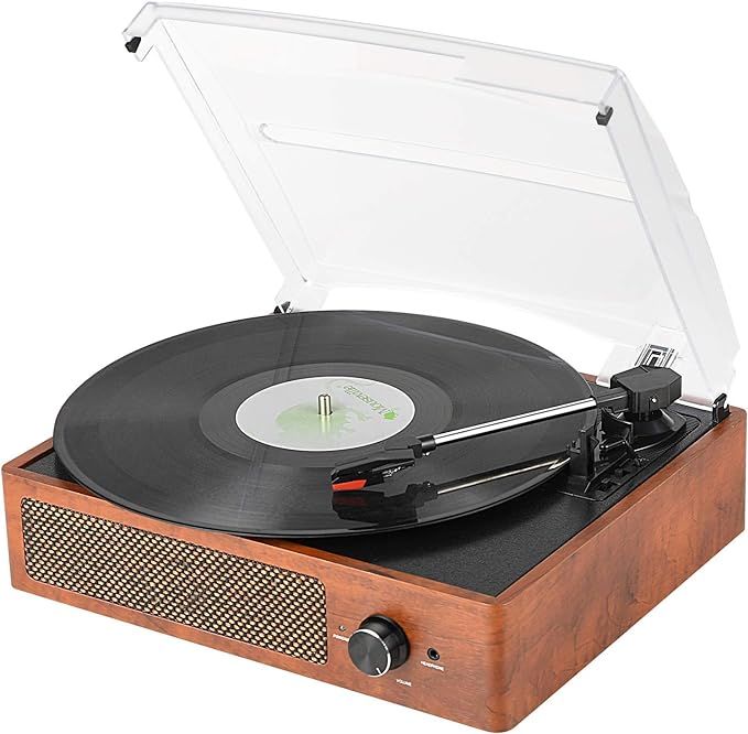 Bluetooth Record Player Belt-Driven 3-Speed Turntable, Vintage Vinyl Record Players Built-in Ster... | Amazon (US)
