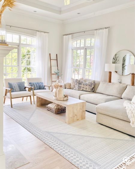 This was the most shopped room in our last home and
several of the pieces are on sale including the rug, accent chairs and the lamps. The sofa is a performance fabric in "taft cement" - super durable (looked amazing after 5 years with heavy use by toddlers and fam). The rug is 9'x12'.

#LTKsalealert #LTKSeasonal #LTKhome