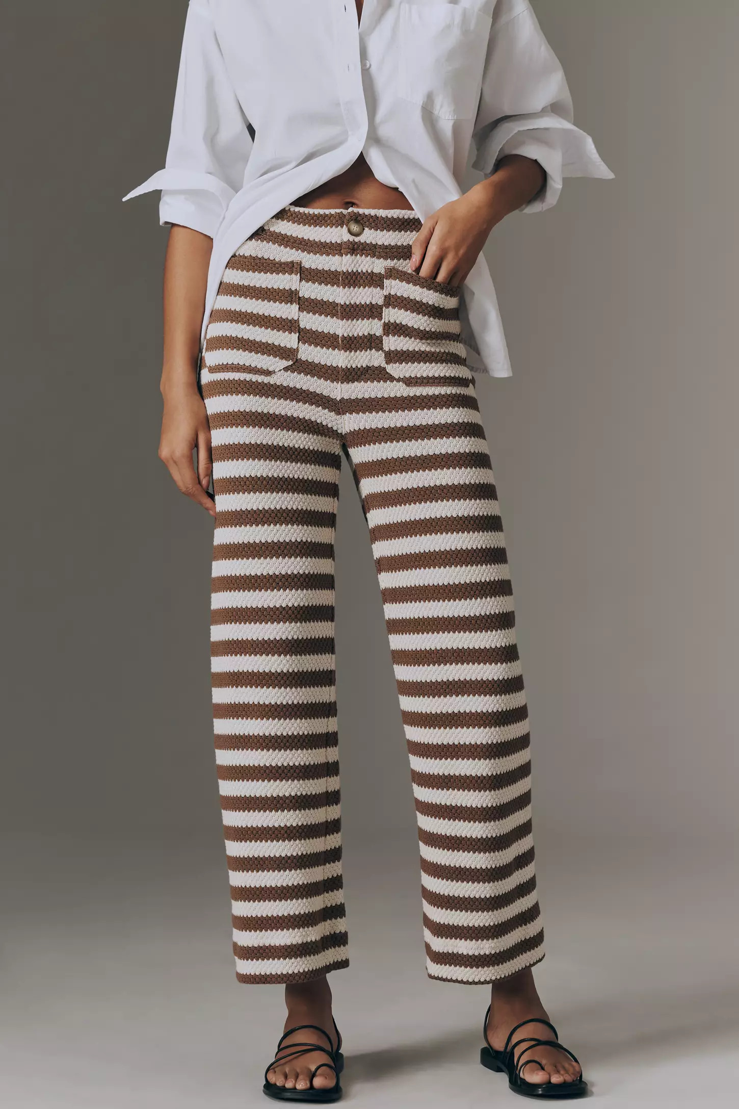 The Colette Striped Knit Crop Wide-Leg Pants by Maeve | Anthropologie (US)