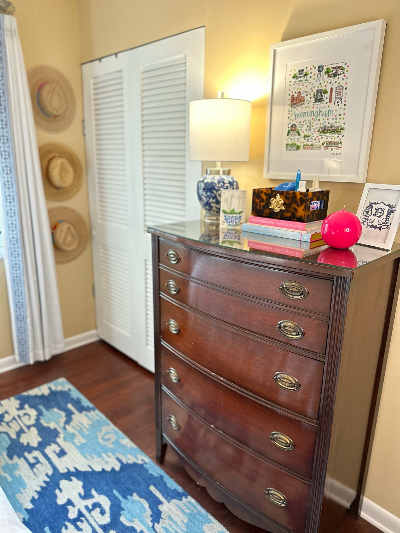 Be our guest! Today I’m sharing how our guest bedroom has come together so far, and those of you thag have followed me on Instagram for awhile will probably recognize most of this from my last house. Overall I love how it’s coming together but am eager to install a new ceiling fan, paint the room, and eventually get a new headboard that is actually visible. If you have any favorite light blue paint colors definitely let me know (the @Samplize swatches shown are leftovers from painting iur front door)! 

I’ve linked what I can on my ShopMy and LTK accounts linked in my profile and will also be sharing links in my instagram stories! 

#roomtour #guestroom #guestbedroom #bedroomtour #blueandwhite #blueandwhitehome #firsthome #grandmillenial #grandmillenialhome #grandmillennialdecor #blueandwhitebedroom #room422 #annieselke #inspiredhome #rollerrabbit #preppyhome #southernhome #southernstyle #homeinteriors #vietri @Room 422 @Roller Rabbit @Serena & Lily 

#LTKFindsUnder100 #LTKHome