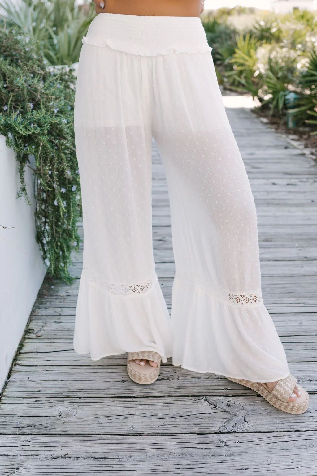 White Crochet Swiss Dot Pants | Magnolia Boutique