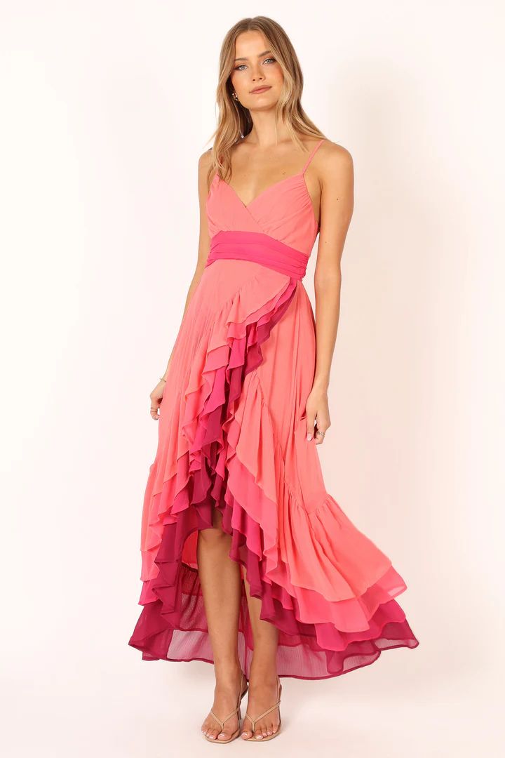 BomBon Tiered Maxi Dress - Coral Hot Pink | Petal & Pup (US)