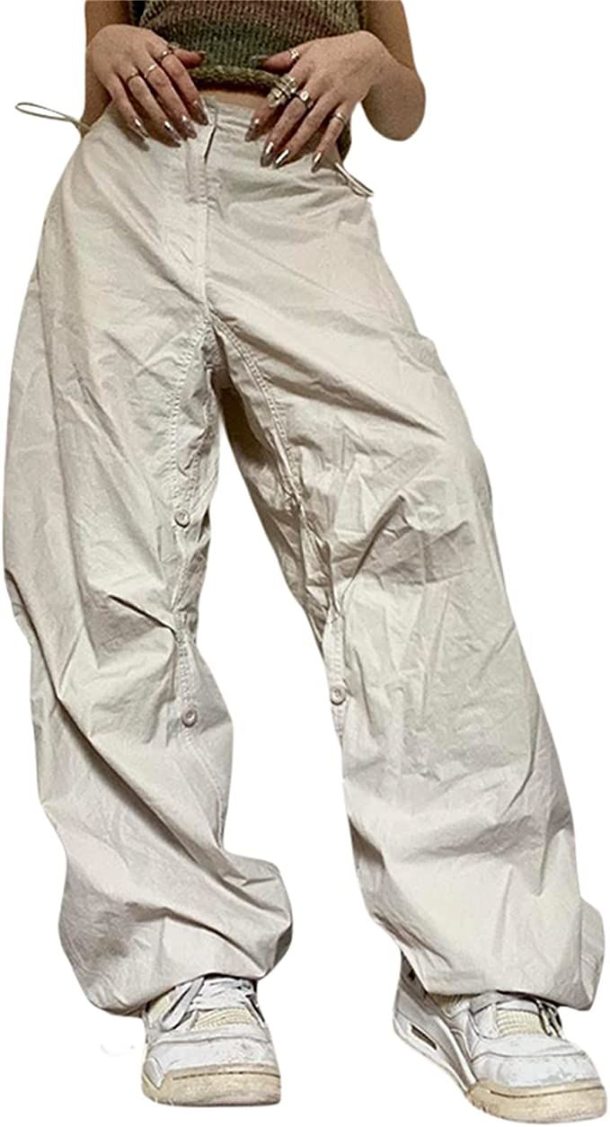 Amazon.com: Womens Baggy Cargo Pants Casual Low Waist Adjustable Drawstring Joggers Sweatpants Tr... | Amazon (US)