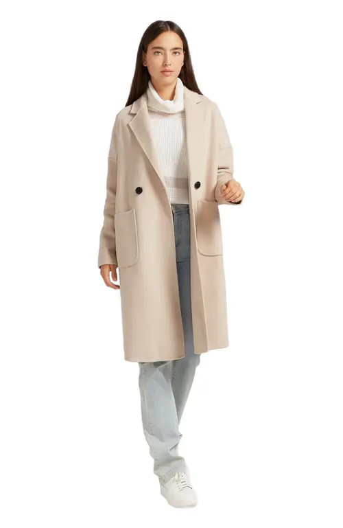 Belle & Bloom Publisher Double Breasted Wool Blend Coat in Sand at Nordstrom, Size Medium Au | Nordstrom