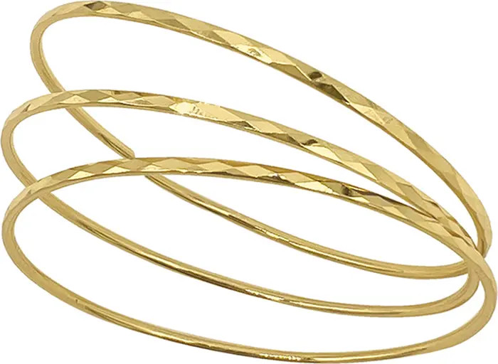 Set of 3 Hammered 14K Gold Plated Bangle Bracelets | Nordstrom Rack