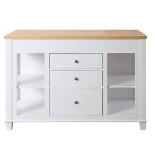 Medley White Kitchen Island with Slide Out Table | The Home Depot