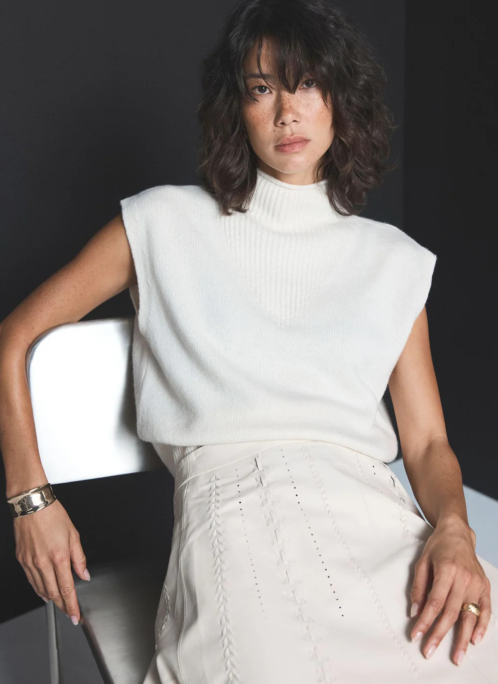 Cream Cashmere Blend Sleeveless Top | Mint Velvet