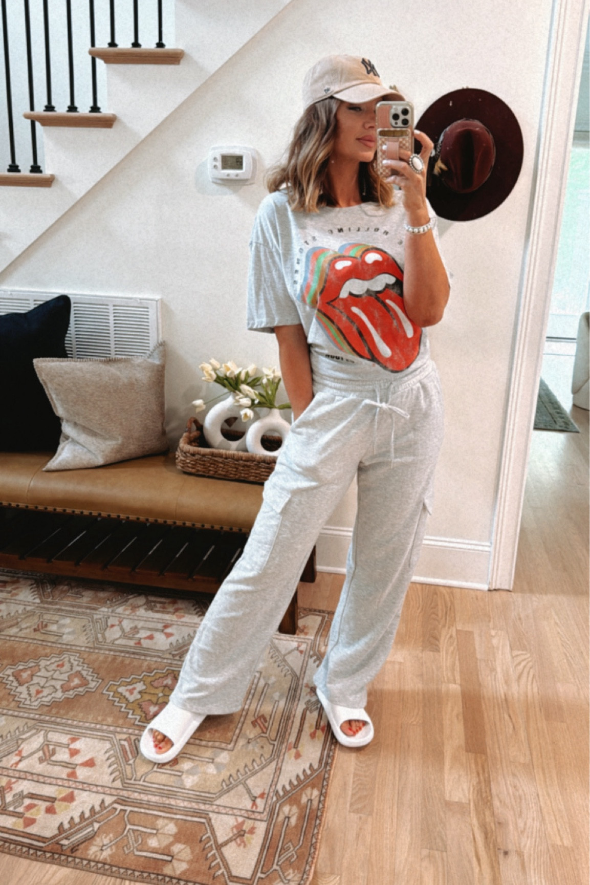 these pants are long enough for tall girls! i’m 5’7” and they are perfect length! comes in a set with a tube top but i loved it with this graphic! wearing size medium in the pants and XL in the graphic   @walmart #walmartpartner #walmart