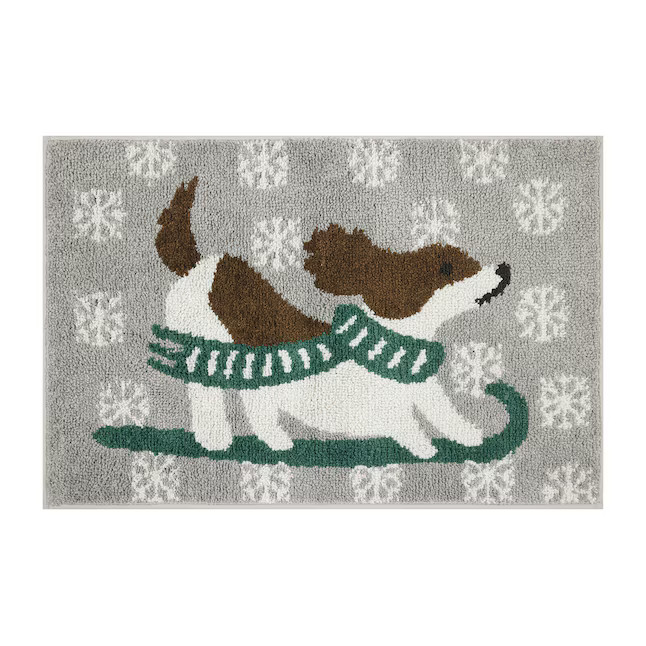 Holiday Living 20-in x 30-in Dog on Ski Polyester Bath rug Lowes.com | Lowe's