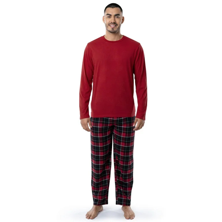 Fruit Of The Loom Men's Jersey Knit Top and Flannel Pajama Pants Set, 2-Piece, Sizes S-5XL | Walmart (US)