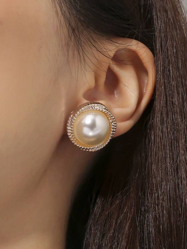 1pair Wrapped Pearl Stud Earrings | SHEIN
